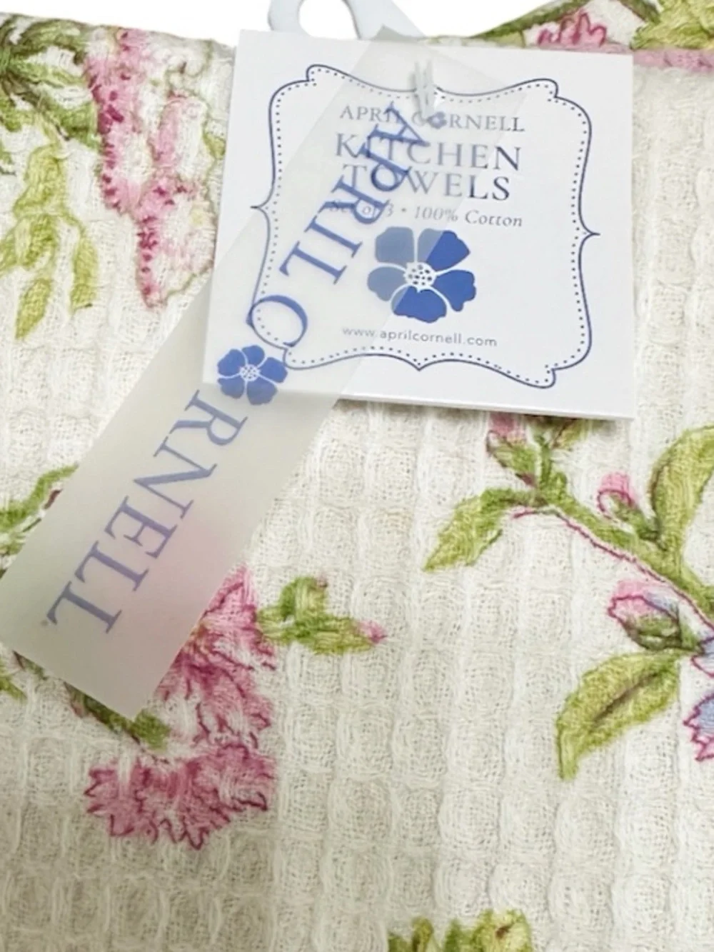 NEW ApriL Cornell GRACEFUL GARDEN Pink, Green, Lavender Kitchen Towel Set/3